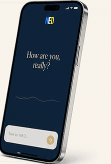 The approved NED Sleep App phone preview showing the prompt How are you, really?